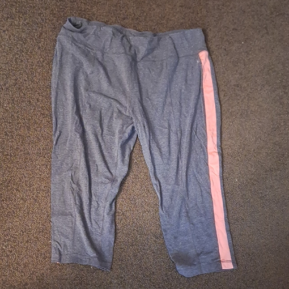 Danskin Now Gray Leggings with Pink Stripe